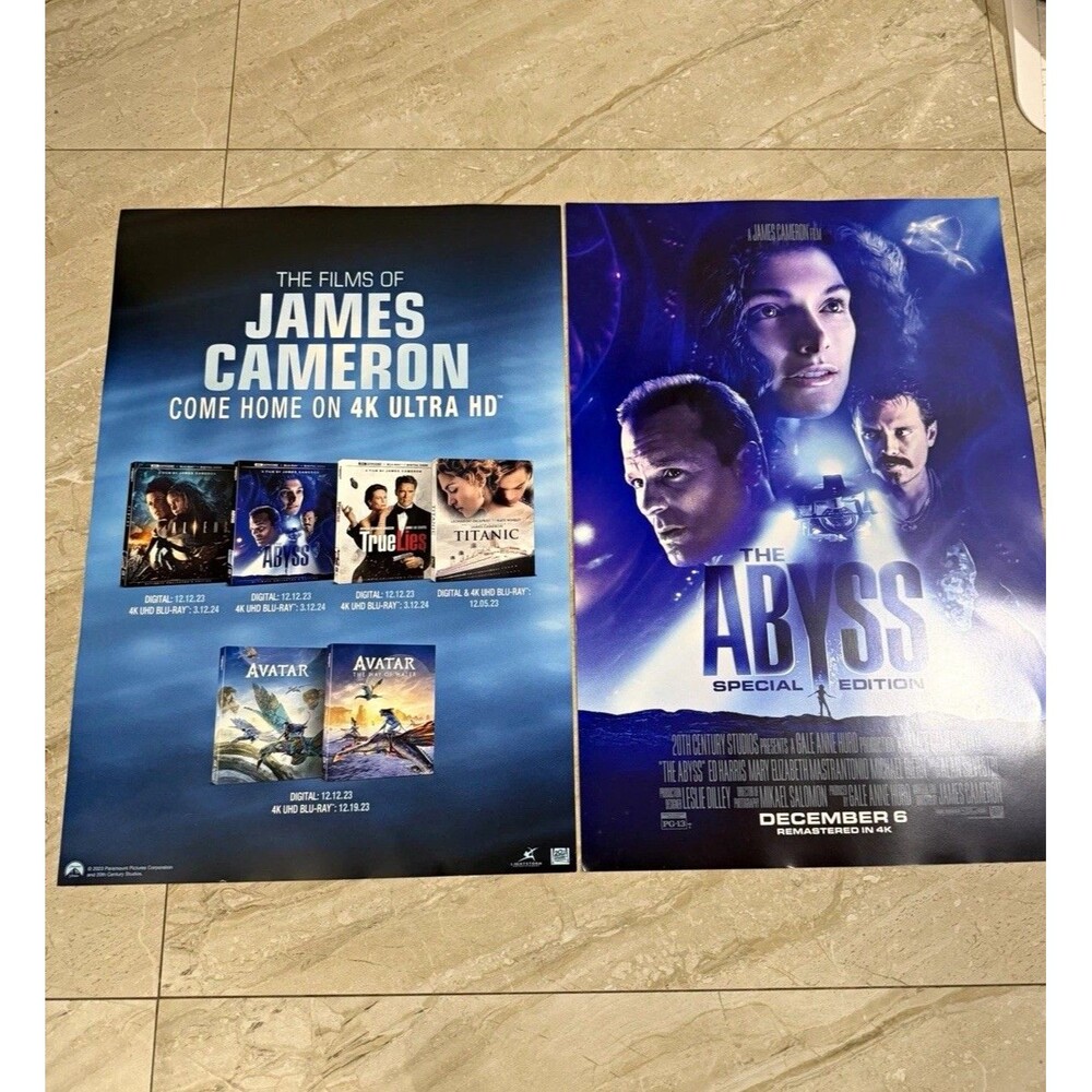 The Abyss Special Edition Remastered in 4K Original Movie Poster  19”. X 13”